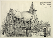 206196 Gezicht op de Nederlands Hervormde kerk te Lopik met de gestutte westmuur.